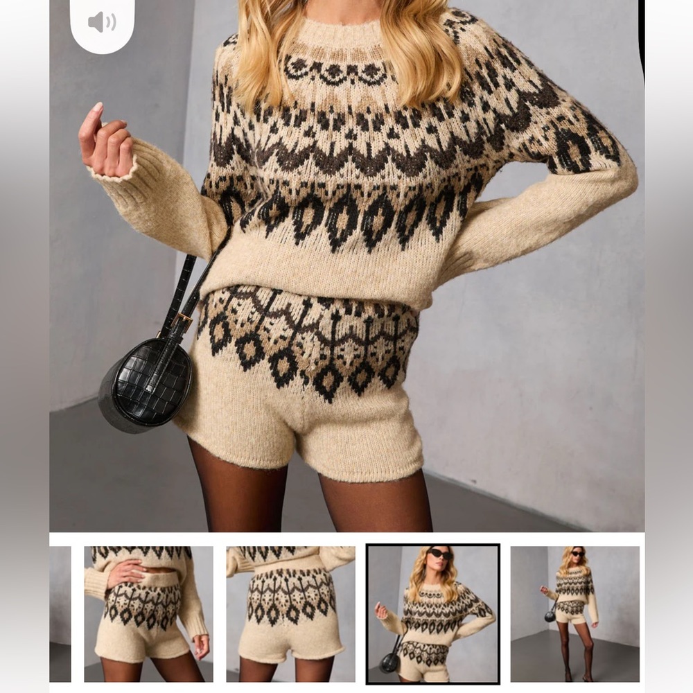 Vici Beige and Black Knit Set